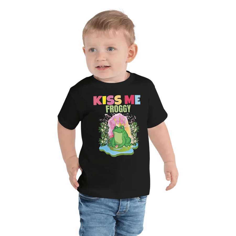 Kiss Me Froggy Colorful Funny Kids T-Shirt – Trendy Bella + Canvas Toddler Gift product image (6)