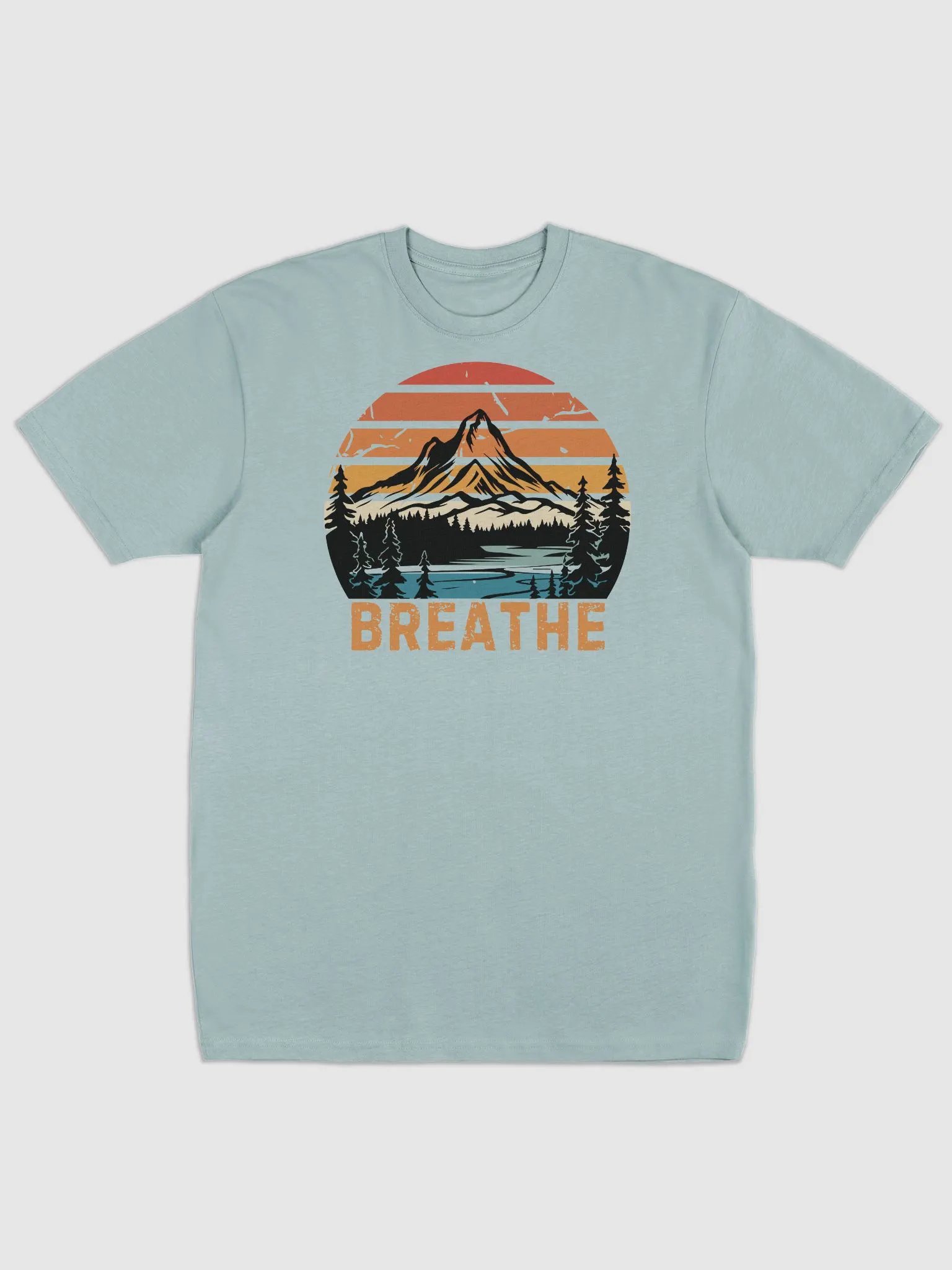Breathe Vintage Sunset Mountain Lake Forest T-shirt product image (6)