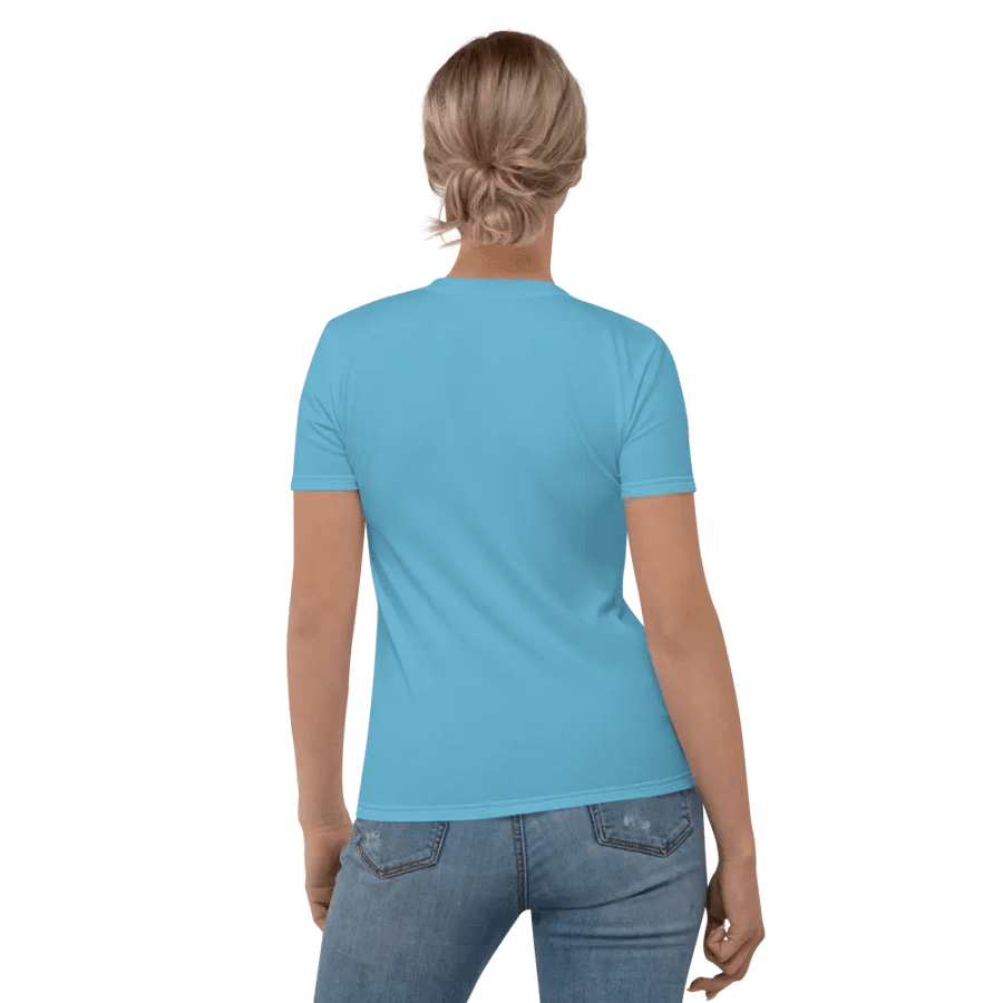 Plain Medium Light Blue Light Summer Women's Crewneck Polyester Heavyweight Premium T-Shirt by Treasure Pie product image (8)
