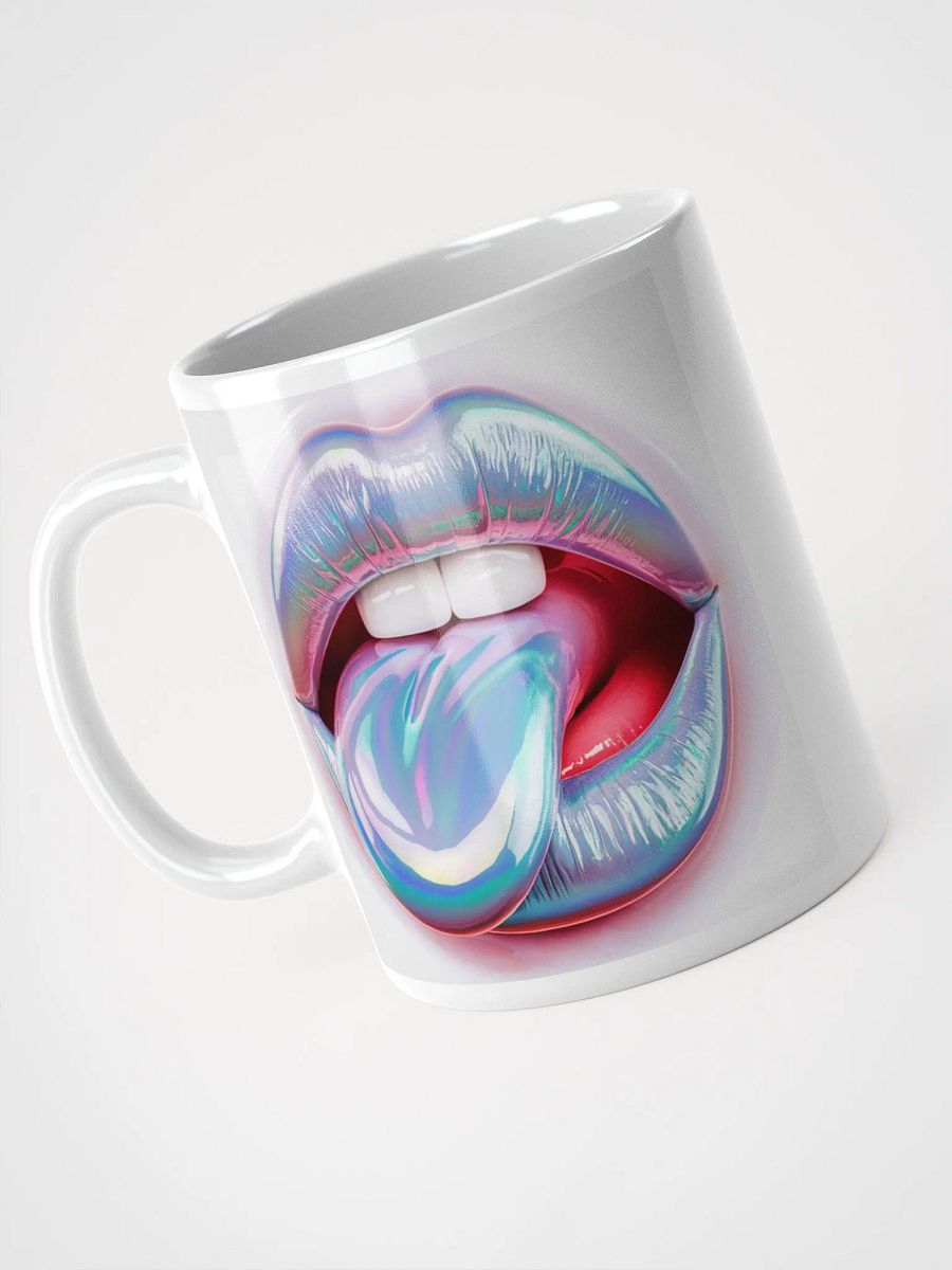 Iridescent Tongue Lips Glossy White Mug product image (3)