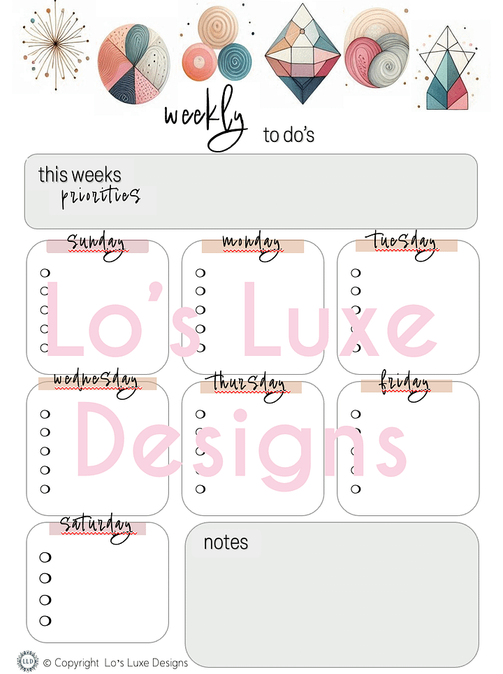 Vibrant Abstract To Do List Bundle - 8.5x11 Printable product image (2)