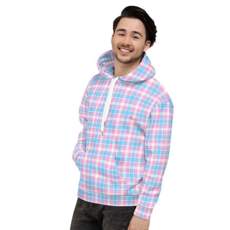 Baby Blue, Pink, and White Plaid Hoodie product image (4)