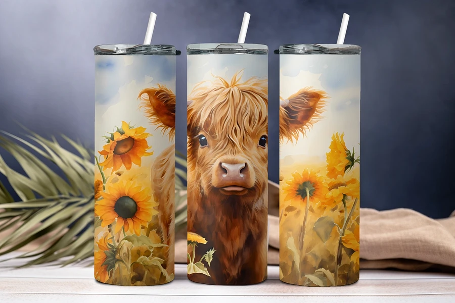 Highland Calf and Sunflowers Tumbler product image (2)