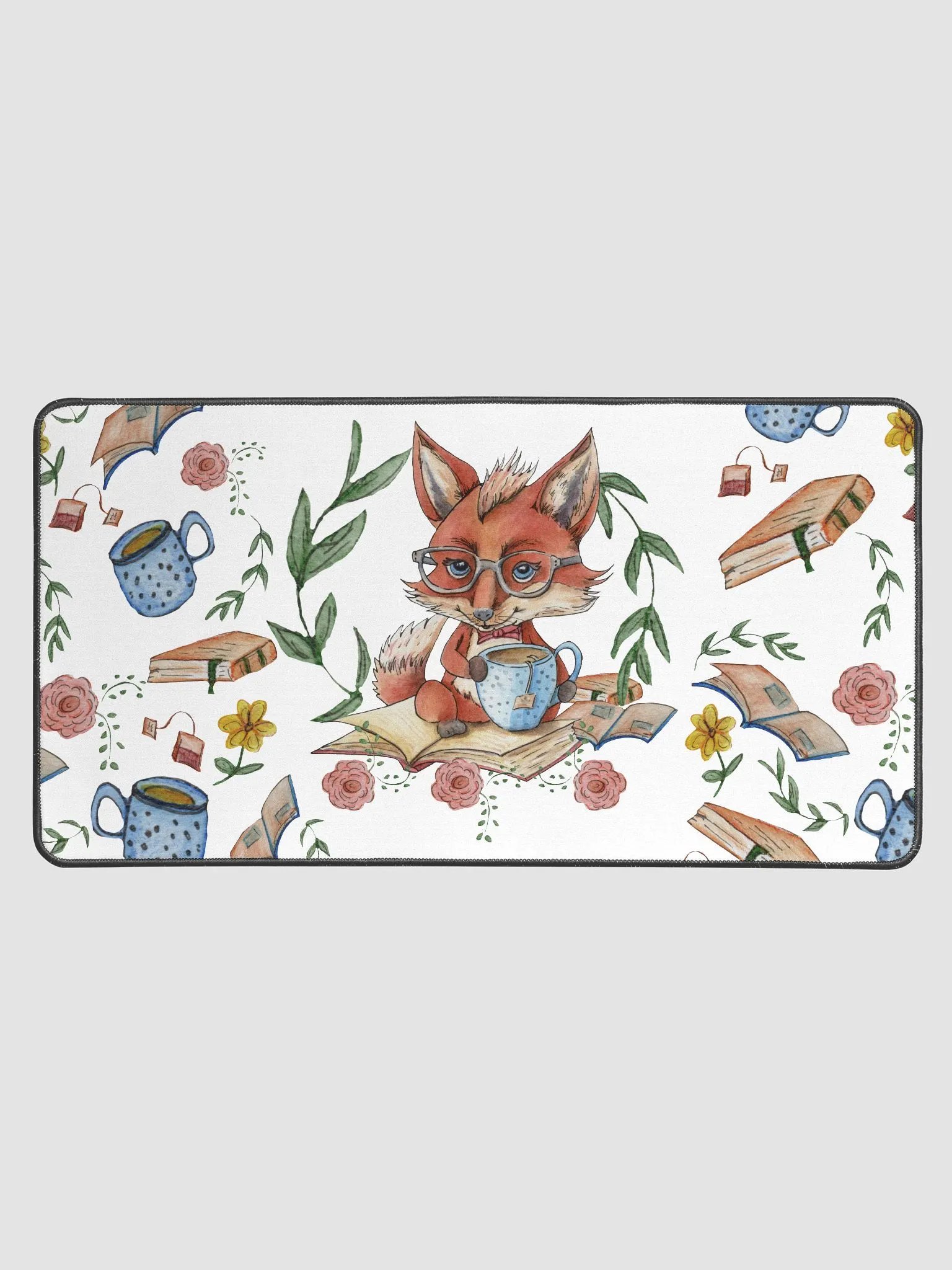 Tea Time Fox Desk Mat product image (1)