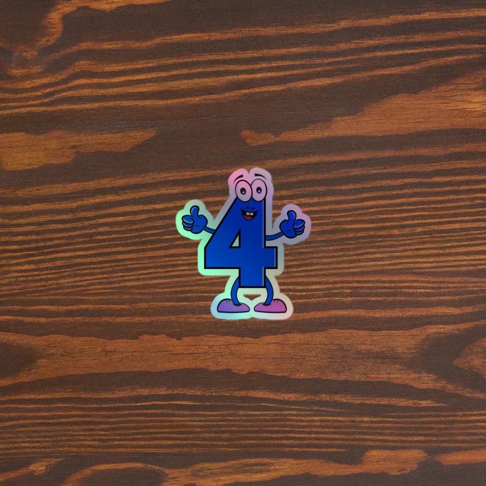 Number 4 Fun Holographic Sticker product image (3)