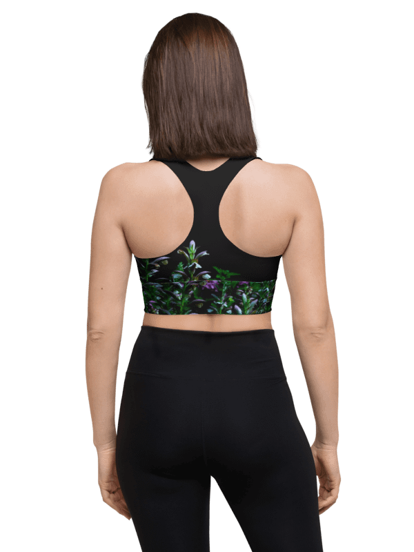 Longline-Sport-BH aus recyceltem Material - Blumenkontrast product image (3)