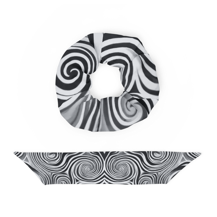 Funky Black & White Noir Liquid Tie-Dye Scrunchie product image (4)