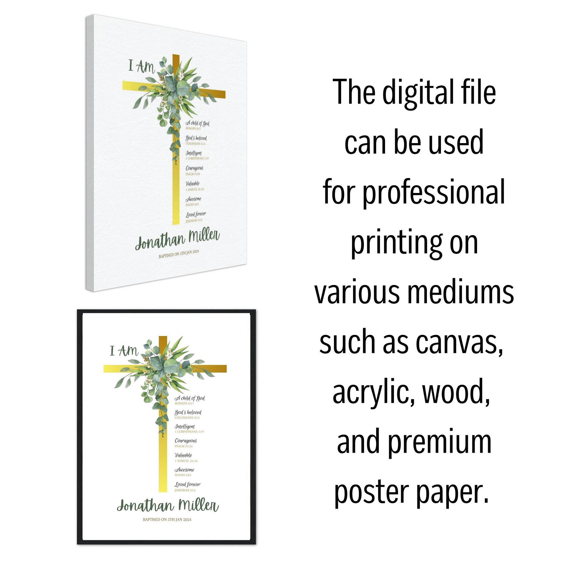 Green Leaves Eucalyptus On Crucifix Baptism Canva Template product image (6)