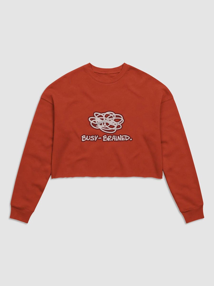 BUSY-BRAINED (lined design, #6D1616) Women's Fleece Crop Sweatshirt product image (10)