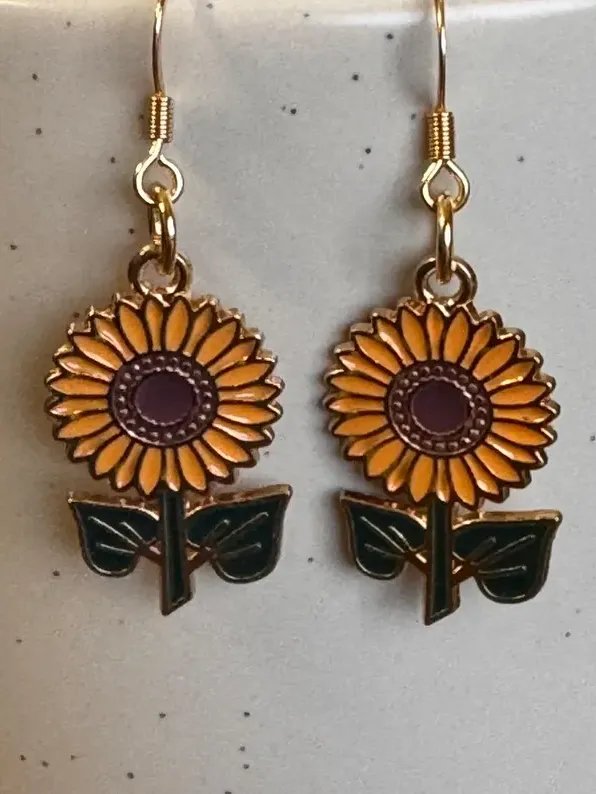 Handmade Sunflower Enamel Earrings product image (1)