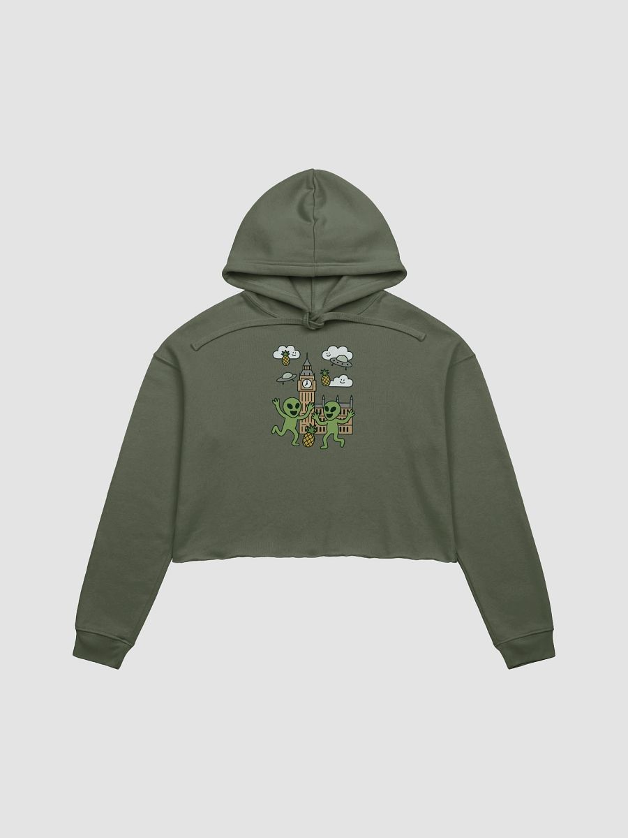 Martians Take London! Roswell Aliens at Big Ben Women's Fleece Cropped Hoodie product image (4)