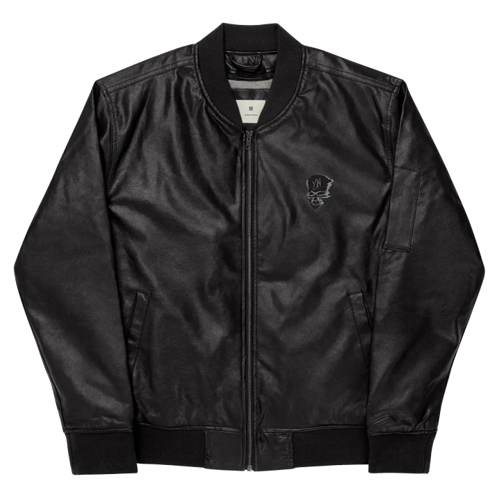 YN Skull Logo Faux-Leather Bomber Jacket product image (1)