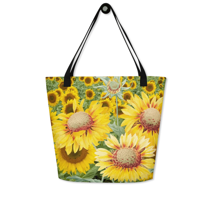 Big printed tote bag with summer yellows in sunflower design product image (5)