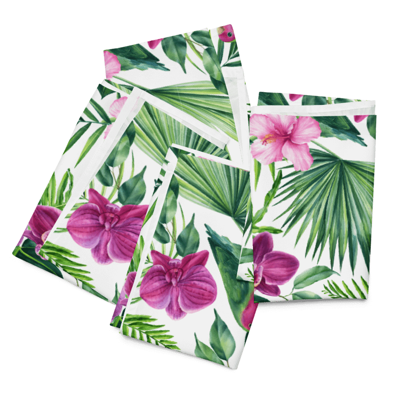 Tropical Parrot & Orchid Cloth Napkins (Set of 4) – 20"x20", Soft Broadcloth, Vibrant Botanical Print product image (4)