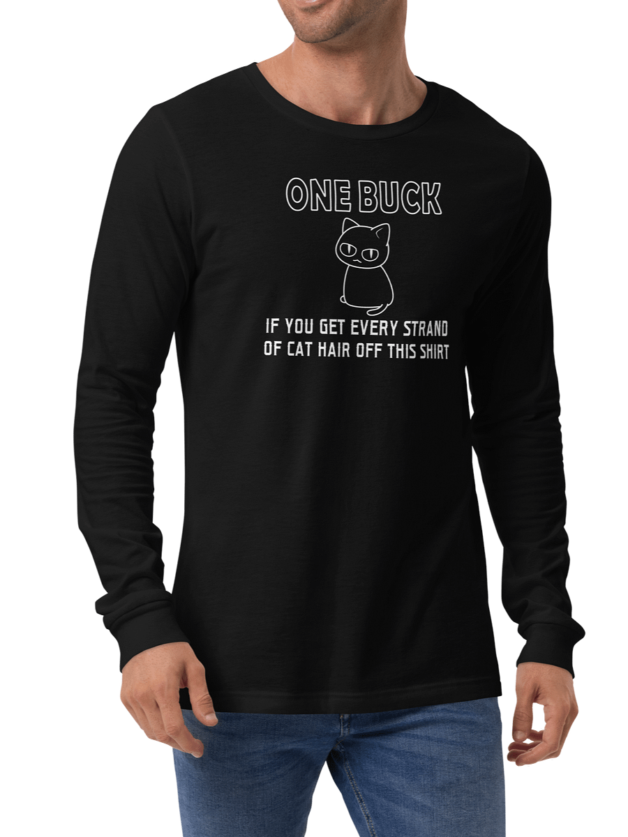 Cat Hair on Shirt Unisex Long Sleeve Tee, White Print product image (4)