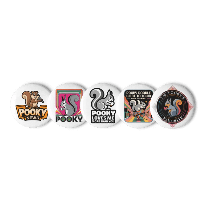 Original Pooky Artwork Buttons: Set of Five -z product image (1)