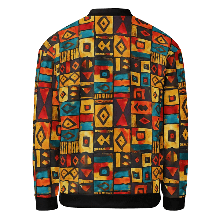 African Vibrant Geometric Splendor Bomber Jacket product image (2)