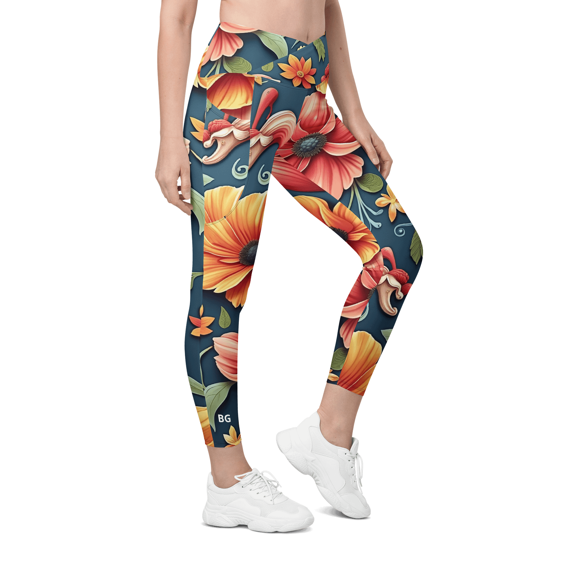 Barry Grady 'Floral Fiesta' Crossover Leggings with Pockets product image (5)