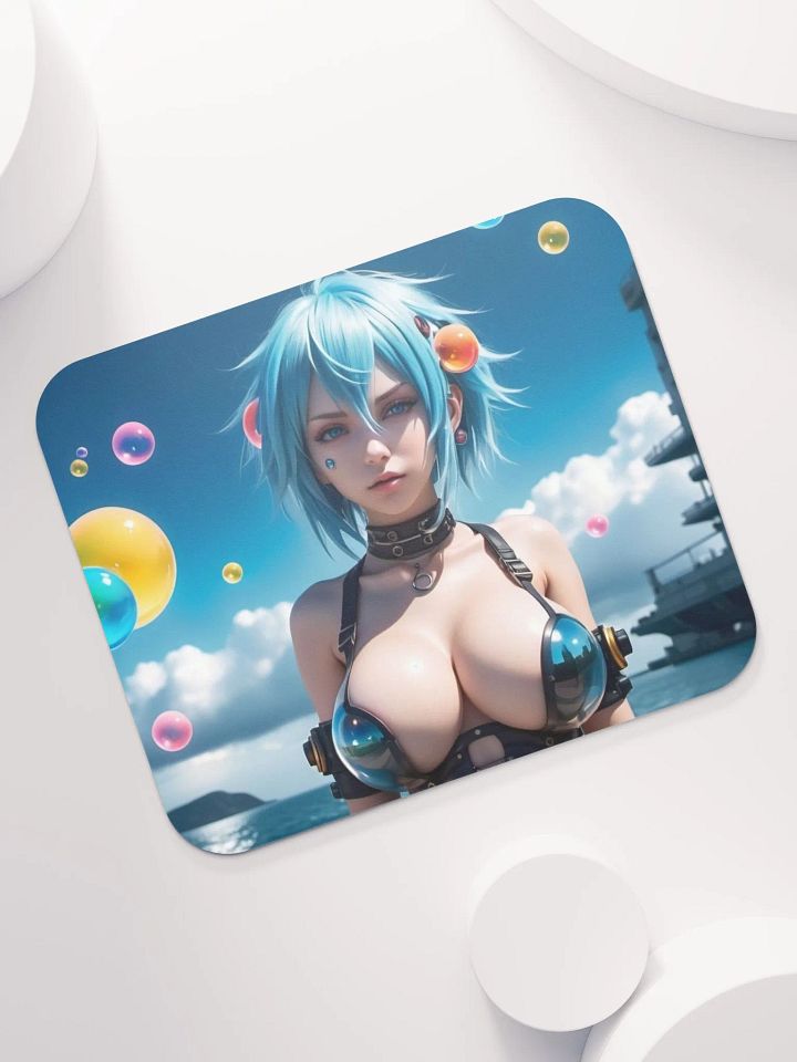 Futuristic Blue Hair Anime Mouse Pad product image (1)