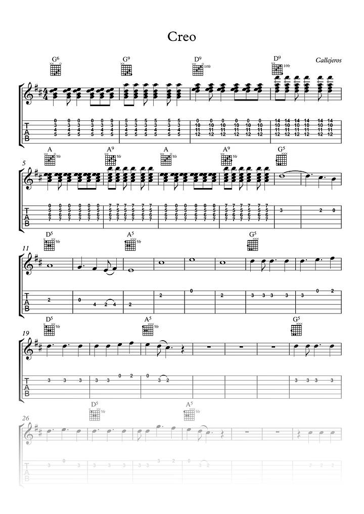 Creo - Partitura + Tabs + Acordes + Pista product image (1)
