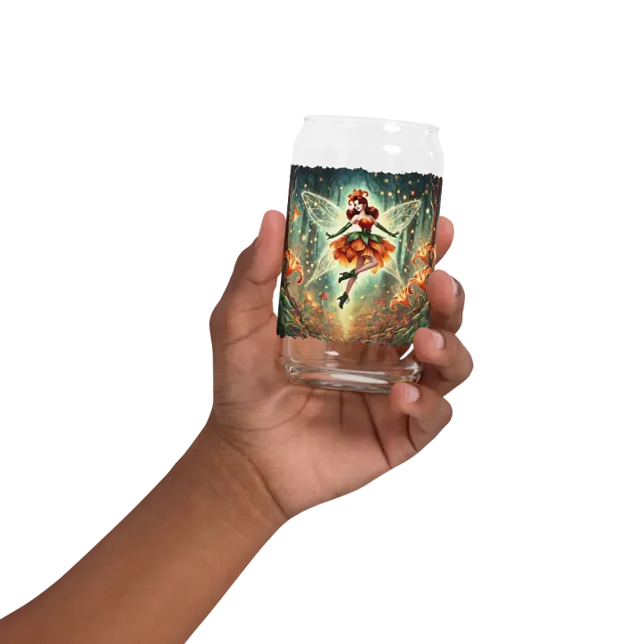 Enchanted Orange Lily Fairy Glass with Optional Lid and Straw product image (32)