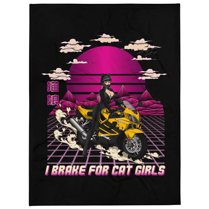 Biker Cat Girl Throw Blanket product image (1)