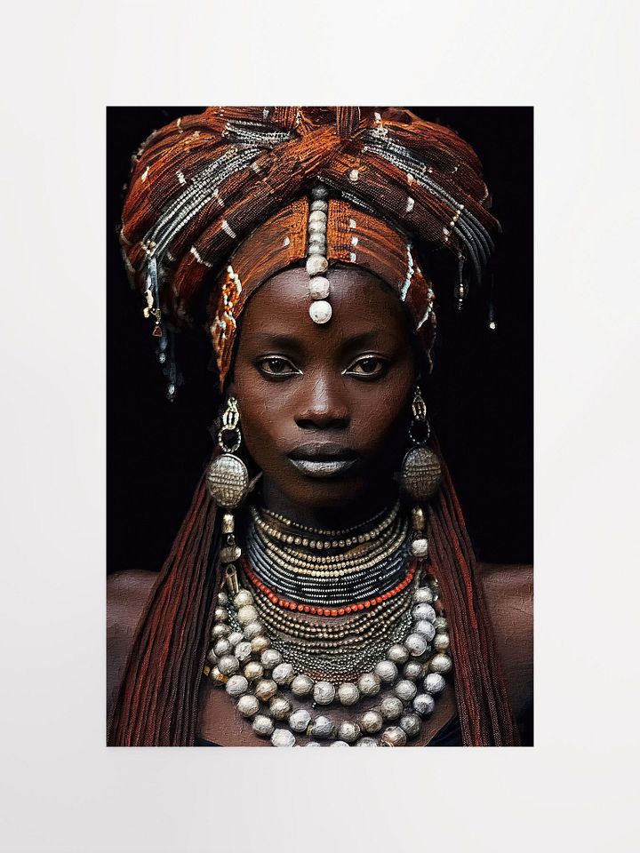 African Woman in Traditional Head Dress, Bronze & Silver Jewelry Poster Print, Unframed product image (1)