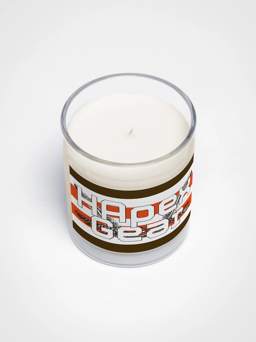 Soy Wax Candle In A Clear Glass Jar - Cleveland Browns Colors - White HApex Gear White Logo product image (3)
