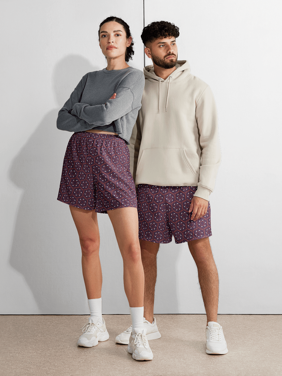 Violet Flux Geometric Pattern Long Shorts product image (1)