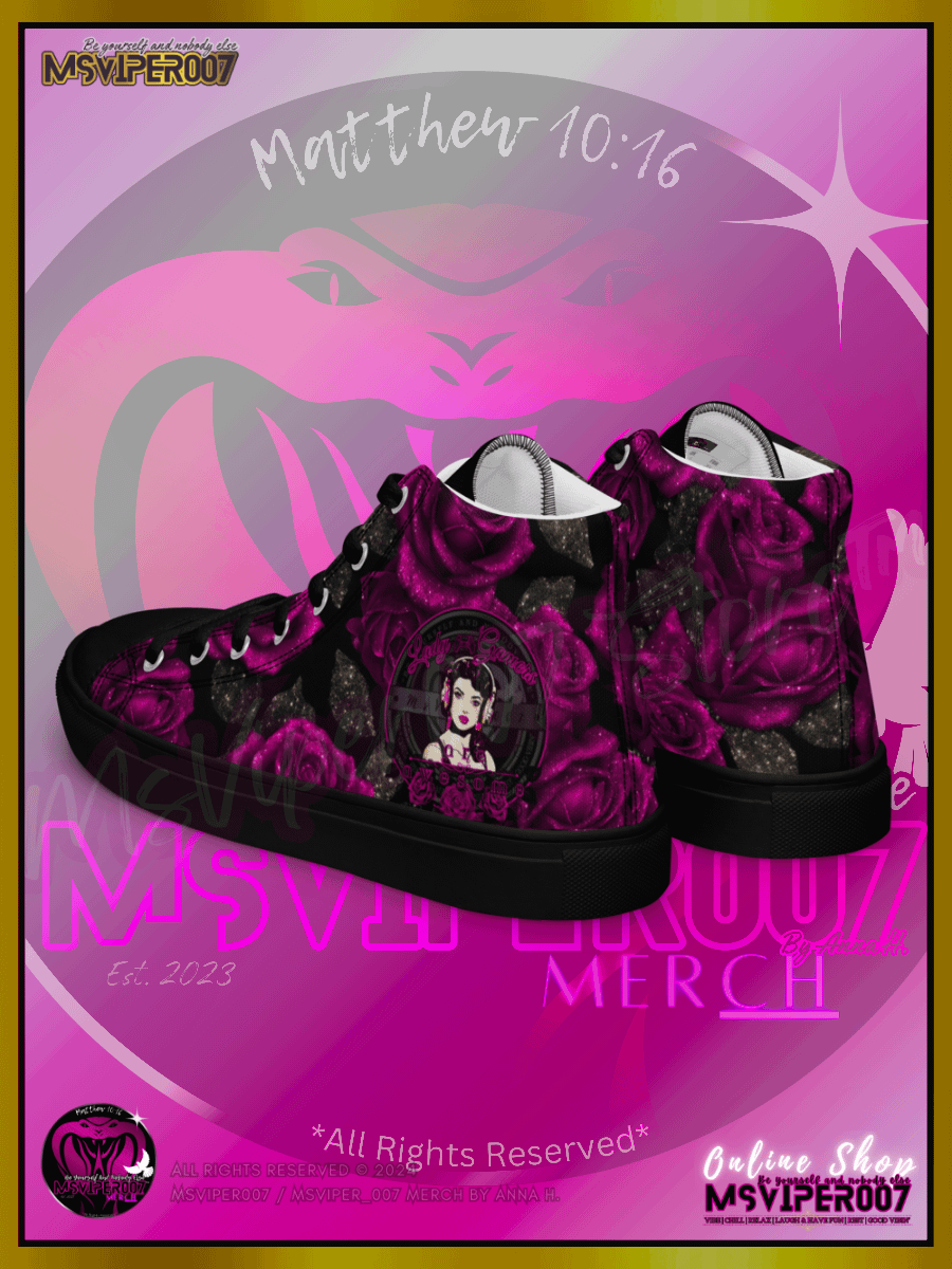 Shoes (High-Tops) - MsViper007's "Lady Gamers Are Awesome™ | [V3] (blk/velvet violent rose)" Womens Comfort High-Top Shoes by Anna H. product image (7)