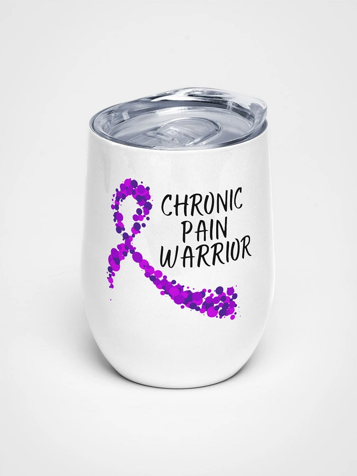 Chronic Pain Warrior Bubble Ribbon stainless steel Wine Tumbler (12oz) product image (1)