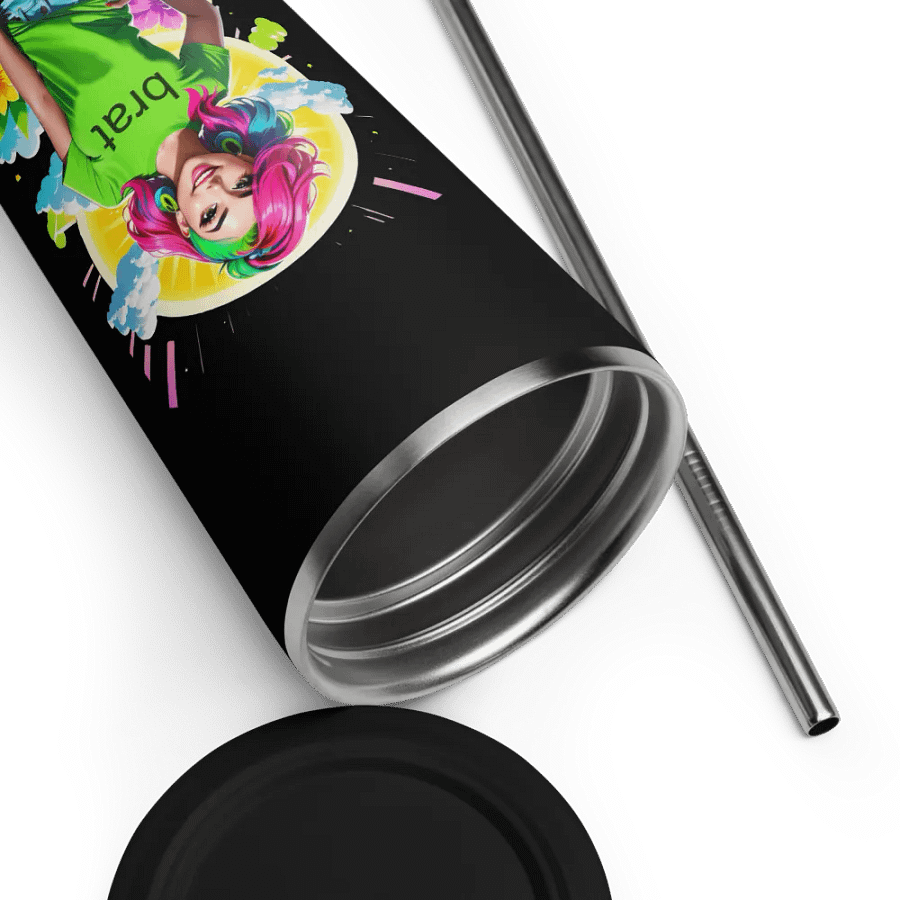 Brat 20 oz Tumbler Cup - Black - Insulated Tumbler with a Straw v5 product image (9)