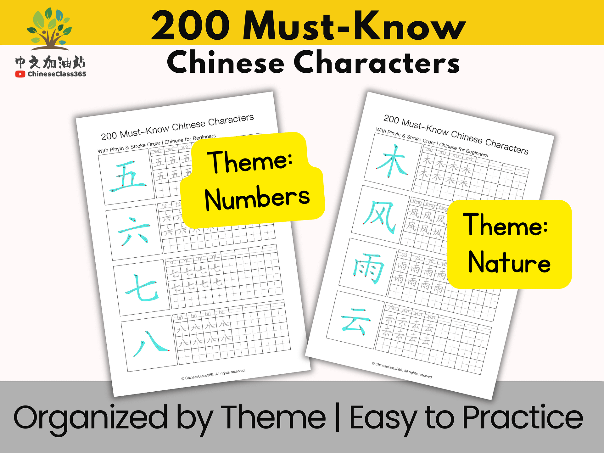 200 Chinese Characters Writing Practice | Learn Chinese with Pinyin & Stroke Order | Chinese Worksheets for Beginners | Printable PDF product image (3)