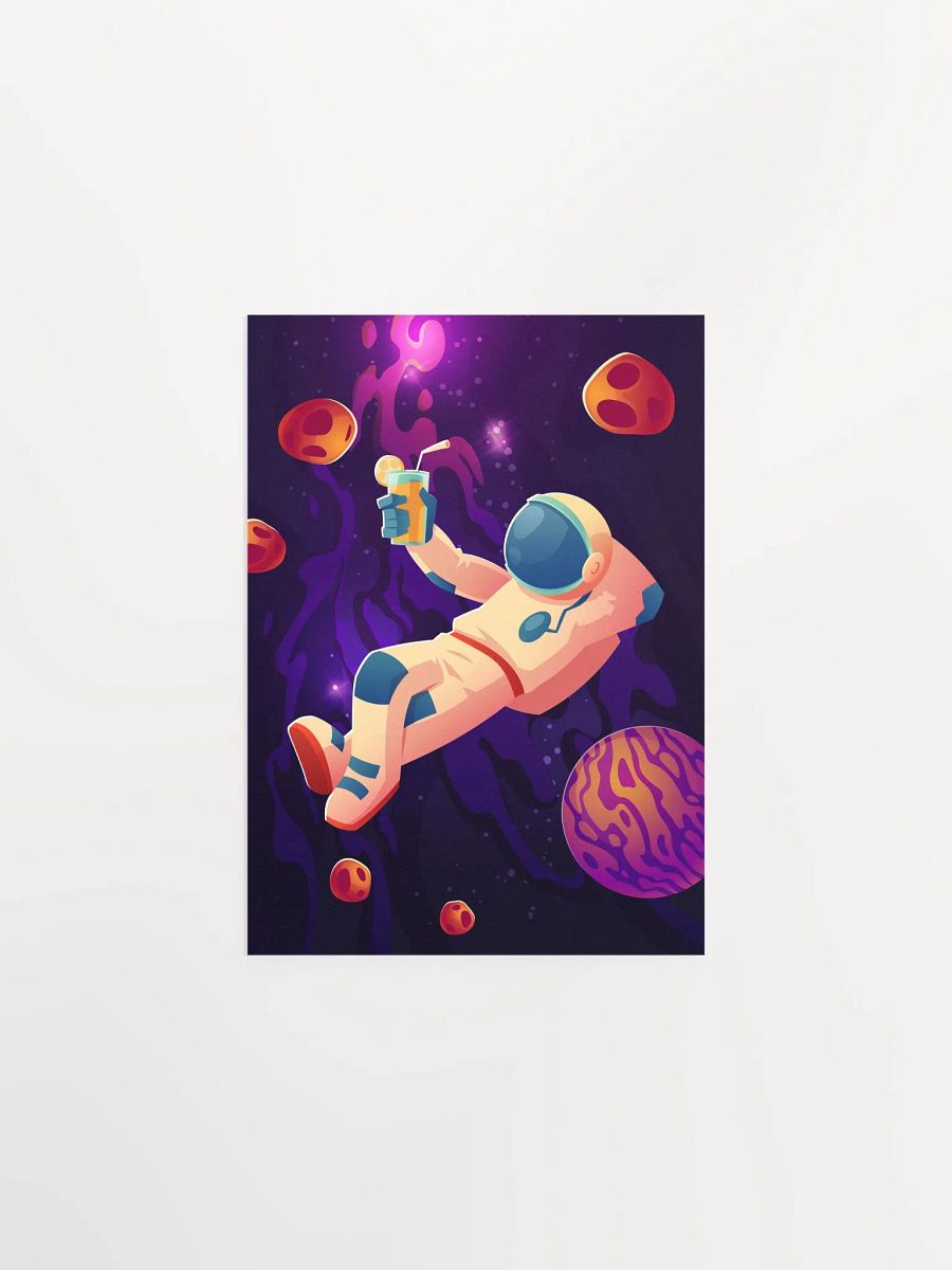 Relaxing astronaut with cocktail — space poster, synthwave space, neon space, aesthetic poster product image (6)