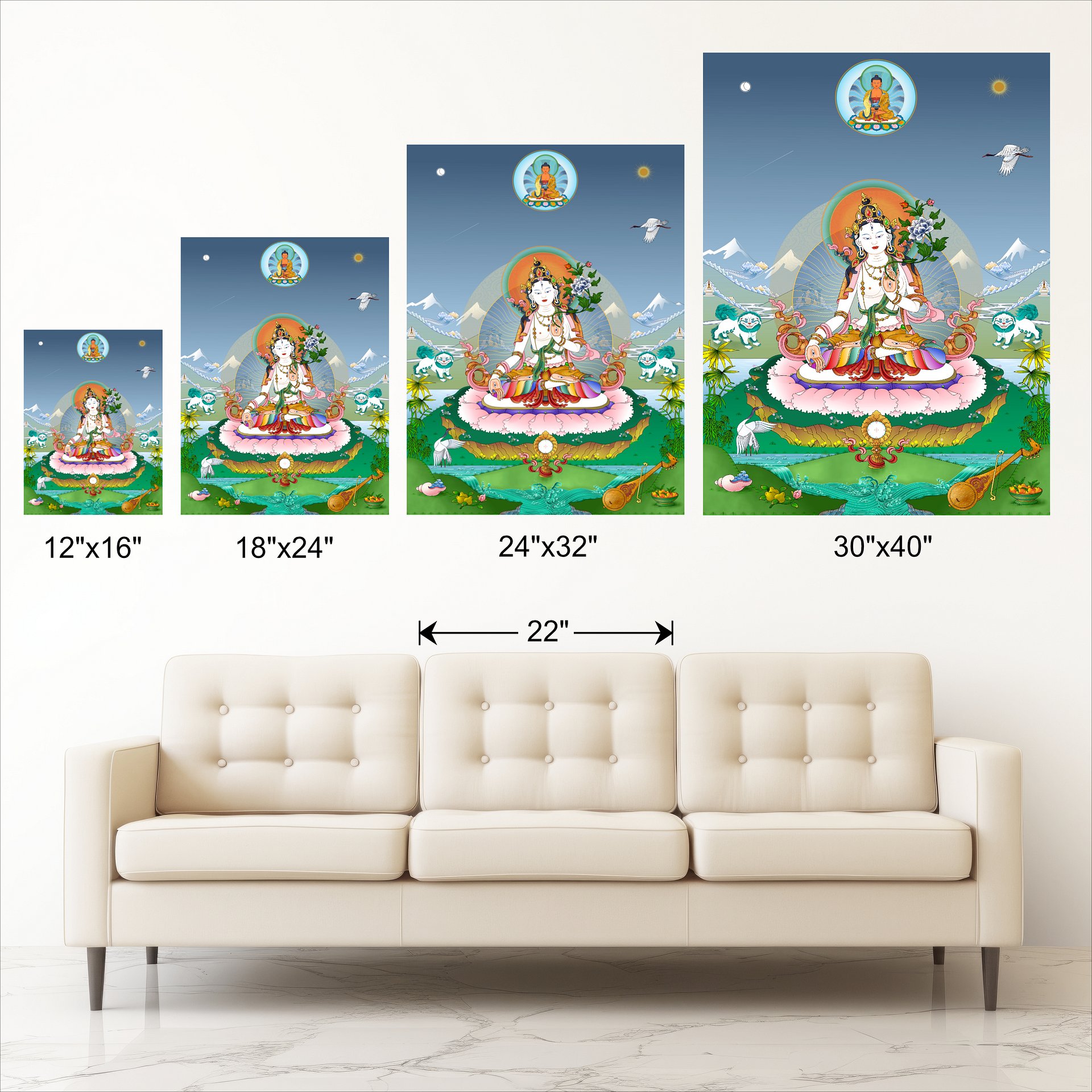 White Tara thankga canvas print product image (11)
