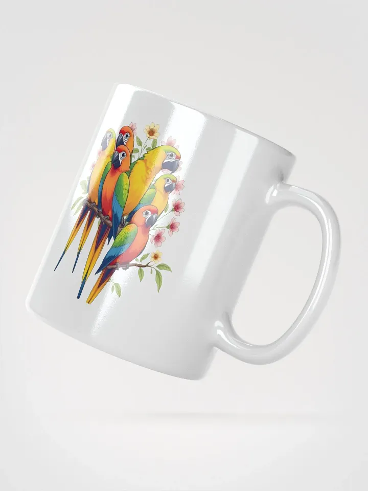 Tropical Bird Coffee Mug | Colorful Parrot Paradise White Glossy Mug product image (2)