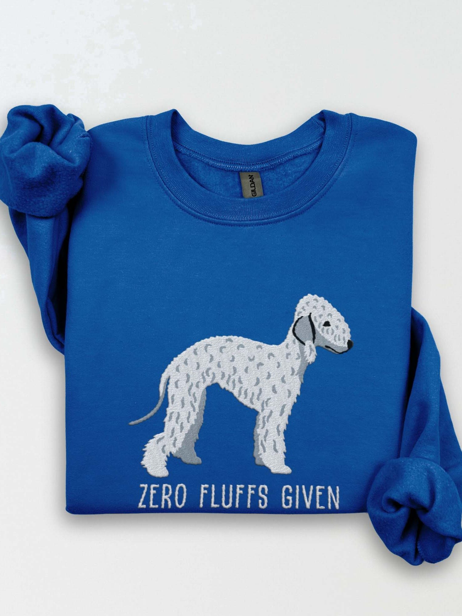 Zero Fluffs Given Sweatshirt (Embroidered) of a Bedlington Terrier(White) product image (1)