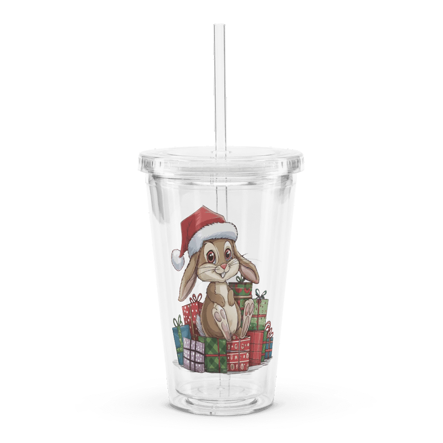 Santa Bunny Double Wall Clear Plastic Tumbler (16 oz) product image (1)