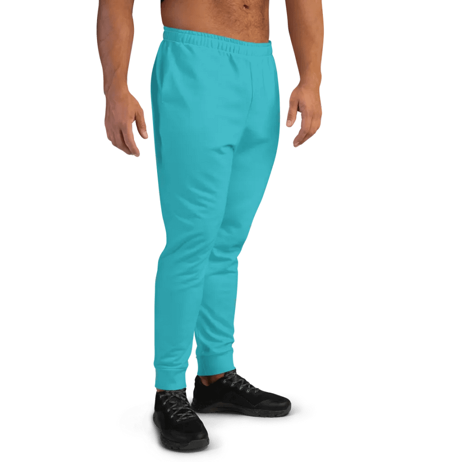 Plain Turquoise Blue Light Summer Recycled Polyester Premium Men's Joggers by Treasure Pie product image (3)