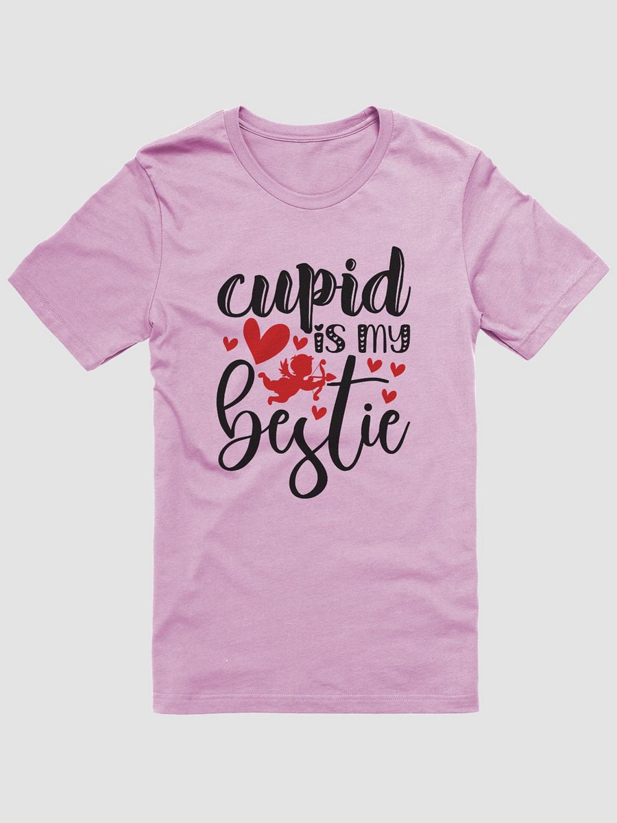 Cupid is My Bestie with Adorable Cupid and Hearts T-Shirt (Black Text) product image (1)