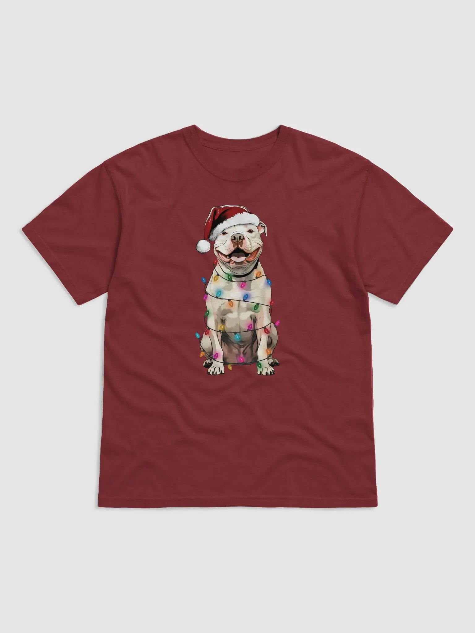 Funny Pitbull Terrier(White) Christmas T-Shirt for Pittie Paw-rents product image (9)