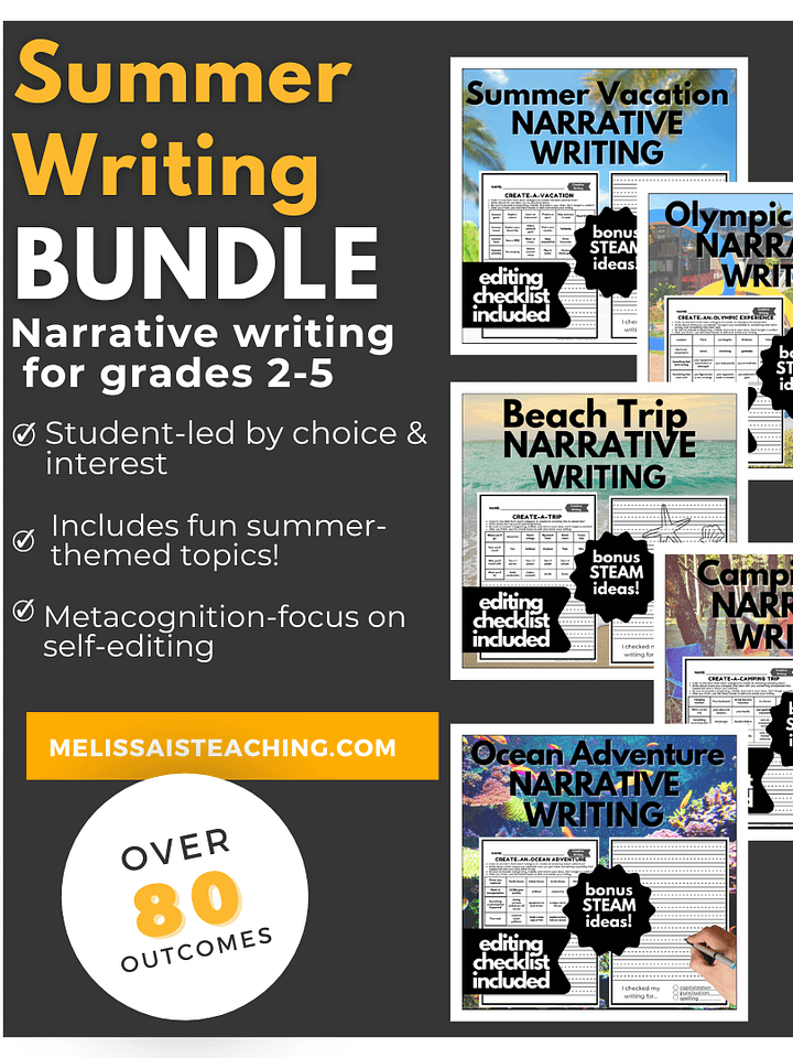 Summer Olympics, Travel & Camping BUNDLE | Narrative Writing BUNDLE + Editing Checklist BONUS STEAM Ideas product image (1)