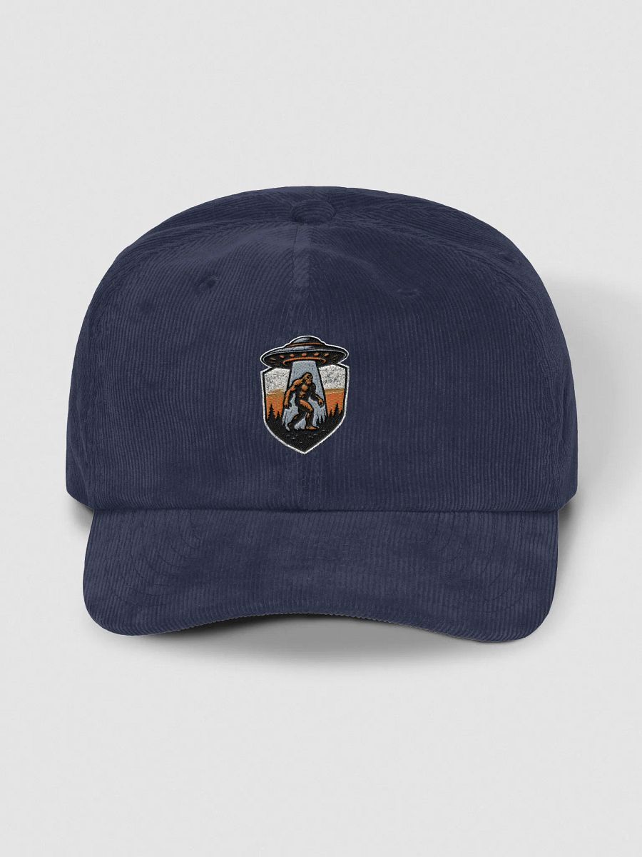 Bigfoot UFO Dad Hat – Minimalist Cryptid Chest Logo Style product image (1)