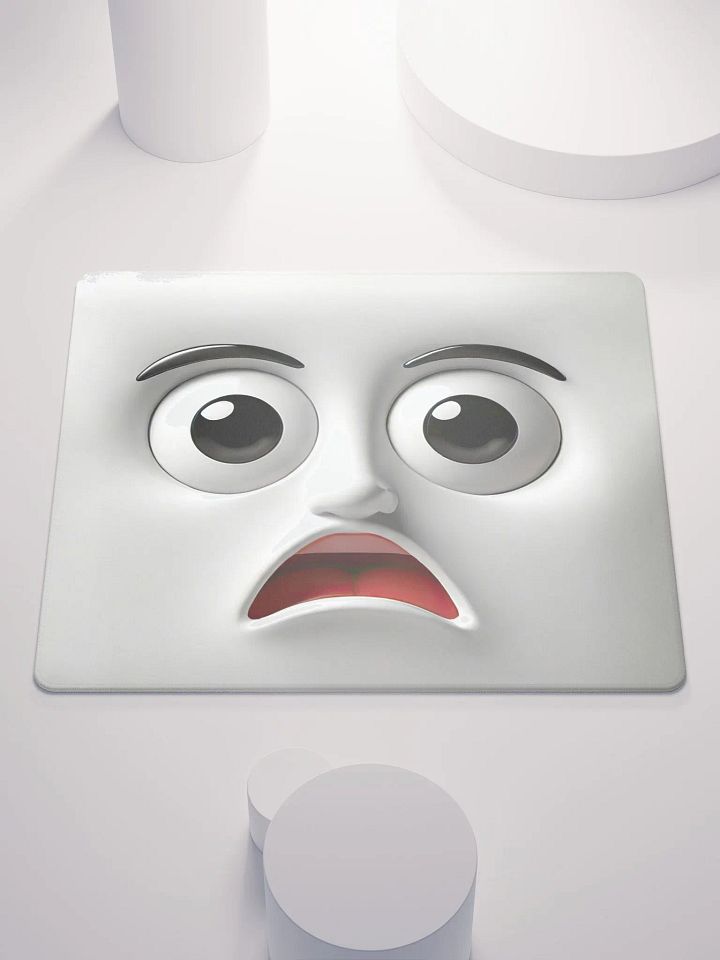 Surprised Cartoon Face Gaming Mouse Pad: Level Up Your Gaming Experience! product image (1)