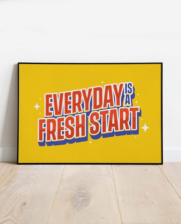 Everyday is A Fresh Start Quote Affirmation Printable Wall Art Decor - Instant Download product image (1)