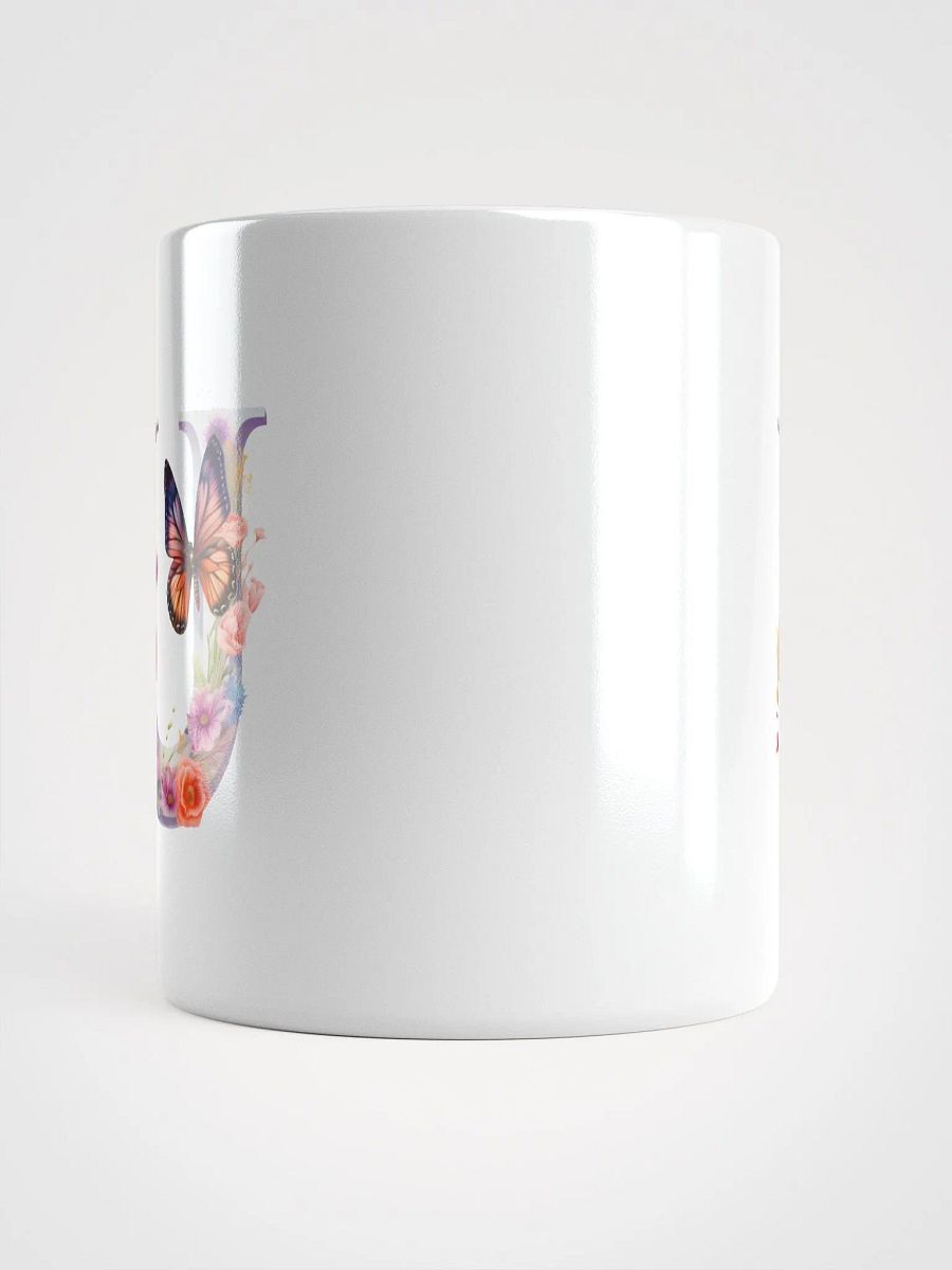Letter U Monogram Floral Fantasy White Glossy Mug product image (15)