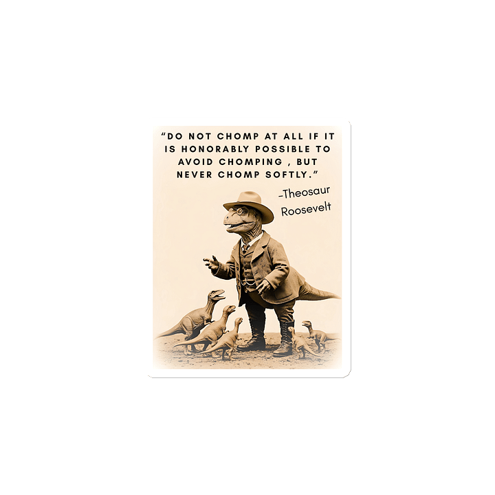 Theosaur Roosevelt - Never Chomp Softly Funny Historical Dino Magnet product image (2)