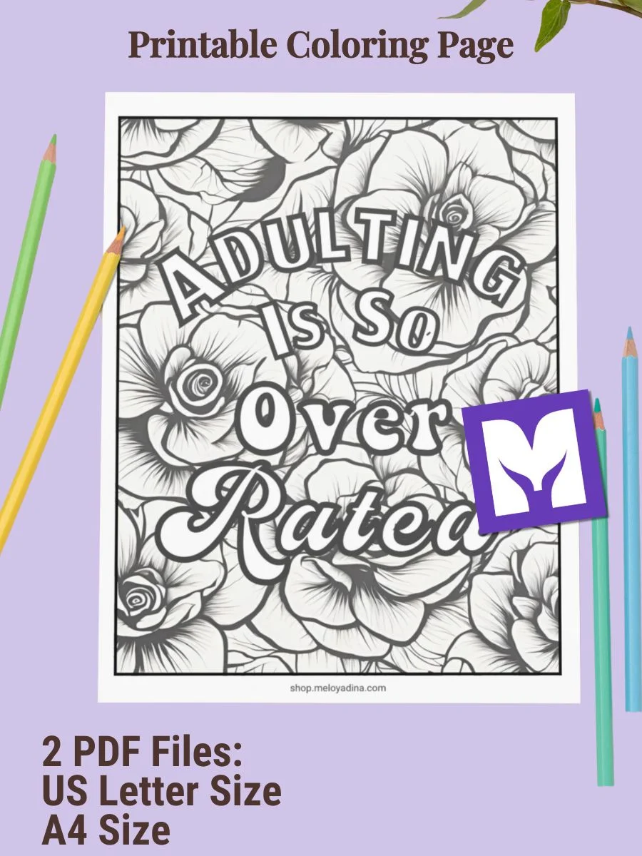 Adulting Is So Overrated - FREE Printable Coloring Page PDF product image (2)
