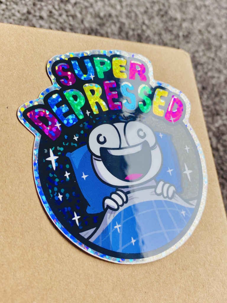 Super Depressed Glitter Sticker product image (2)