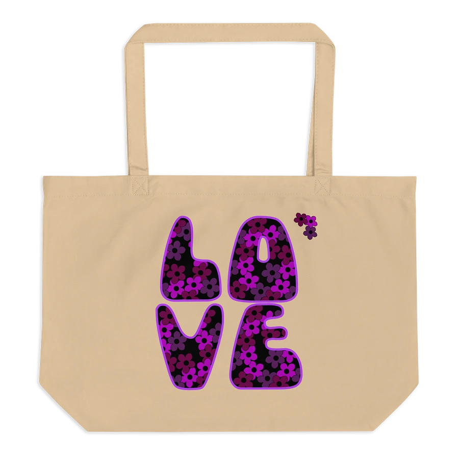 Fuchsia Pink LOVE Text Eco-Friendly Large Tote Bag product image (2)